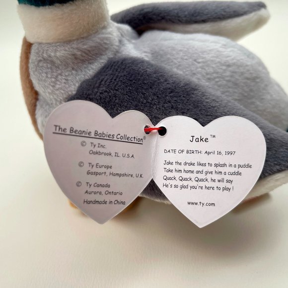 RARE Beanie Baby Jake The Mallard Drake Duck 1997 - Picture 4 of 8